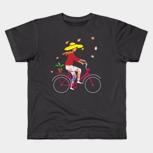 Cycling girl Kids T-Shirt